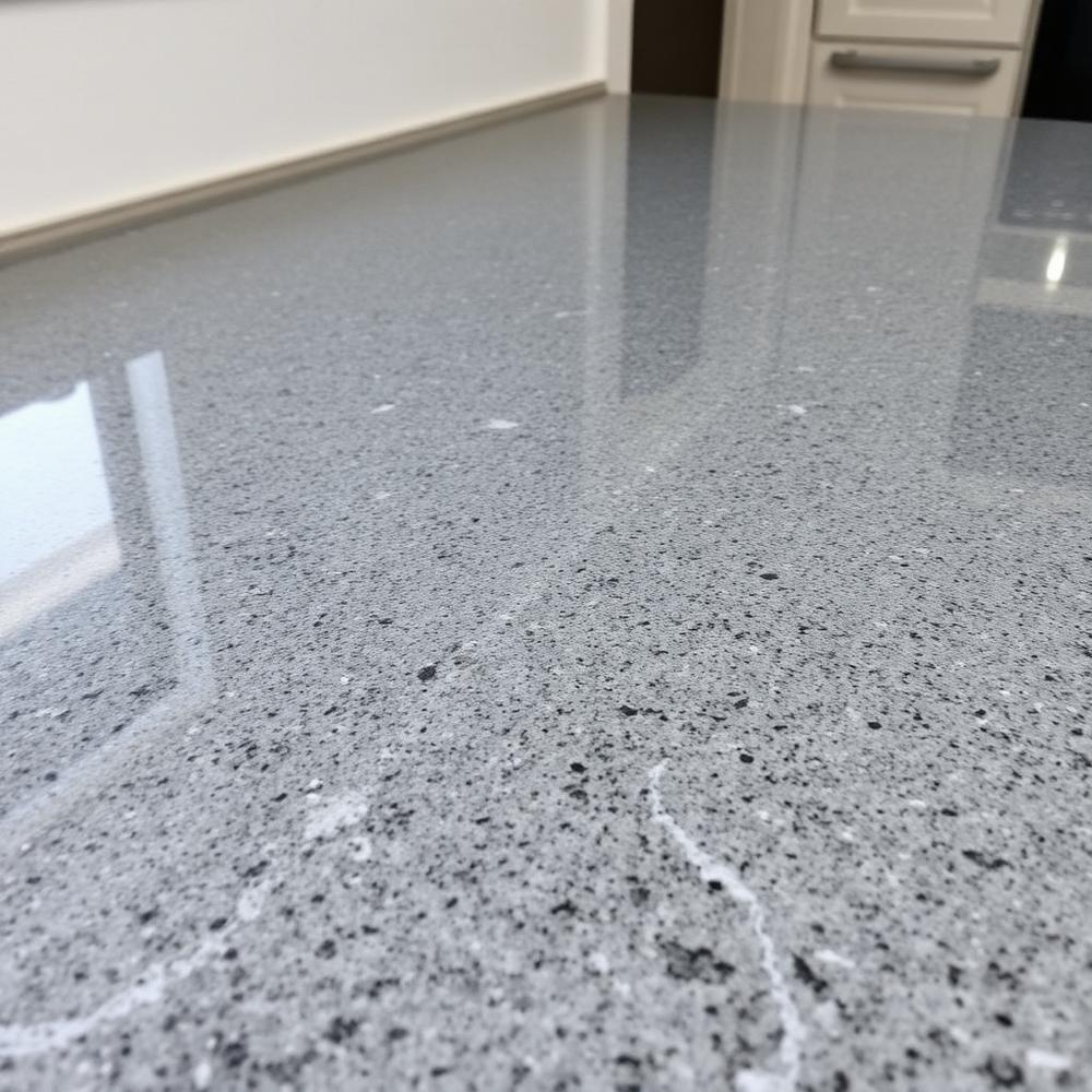 Restored glossy stone worktop